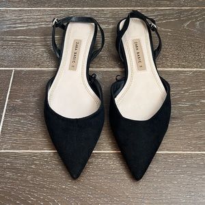 Zara suede sling back flat sandals